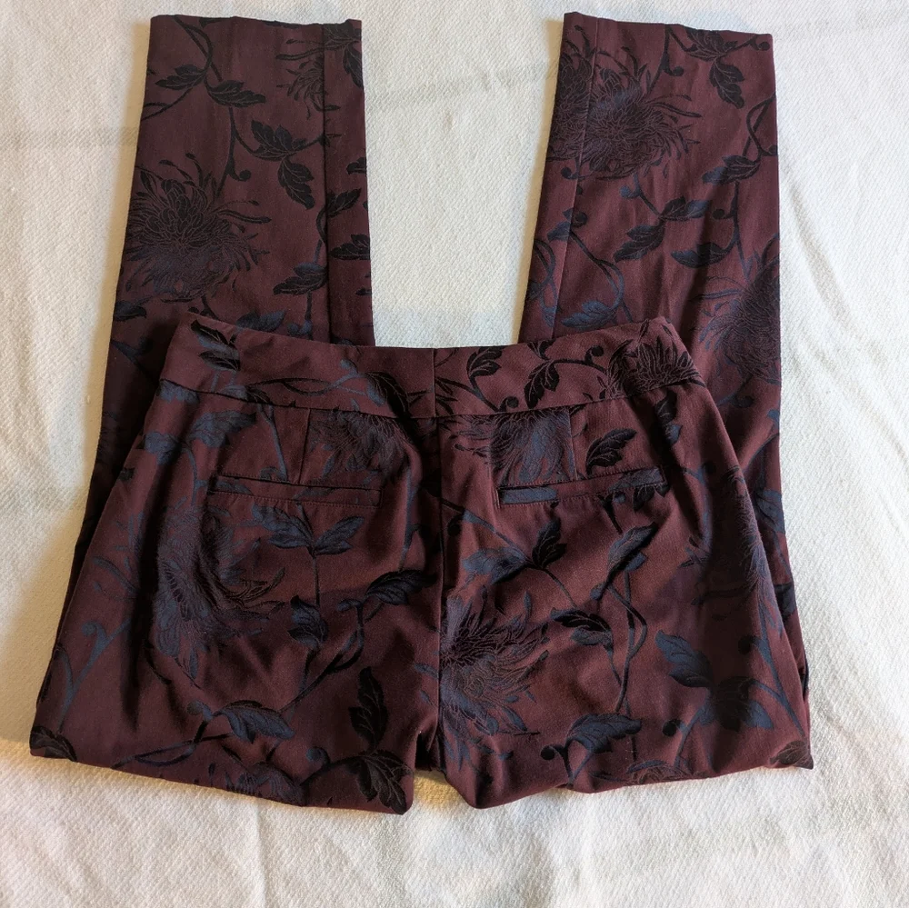 Ann Taylor Burgundy Floral Slacks Sz 4 - Picture 11 of 13